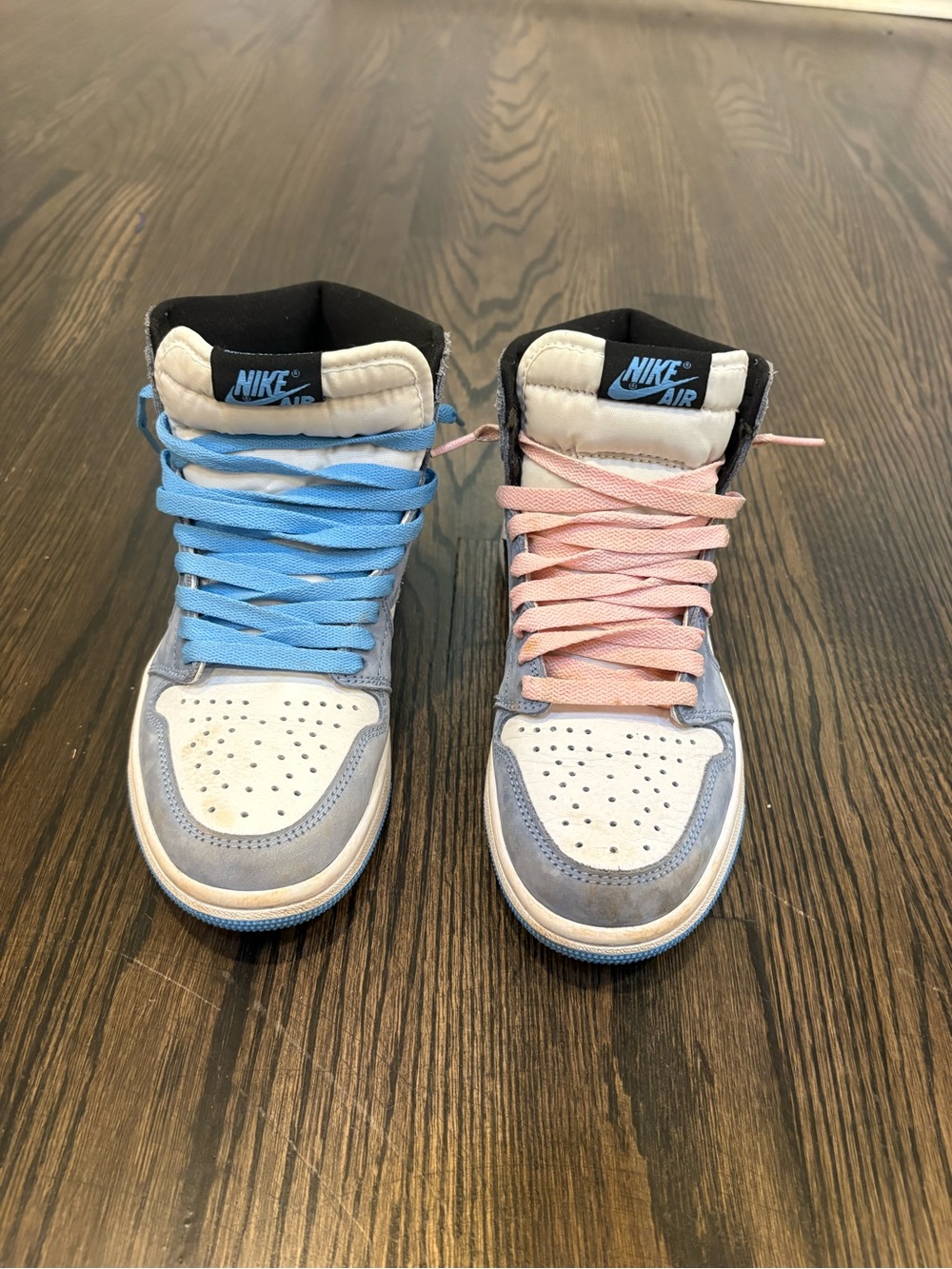 Nike Air Jordan’s Kids' Air High-Top Sneakers in Blue and Pink